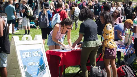 students at an event